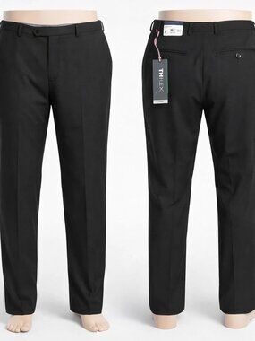 NWT Tommy Hilfiger Dress Pants Mens 38x32 Black Wool Blend Modern Fit TH Flex
